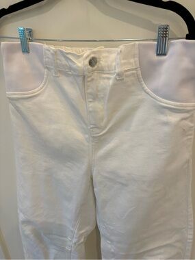 Women's White Maternity Stretch Waistband Barrel Jeans